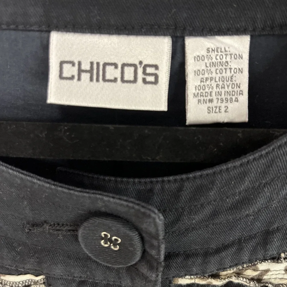 Chico's 100% Cotton Abstract Animal Print Quilted‎ Jacket Large Size 2